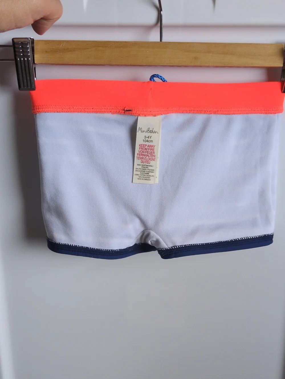 Mini Boden Boys Swim Trunks Navy Orange Like-New 3-4yrs
